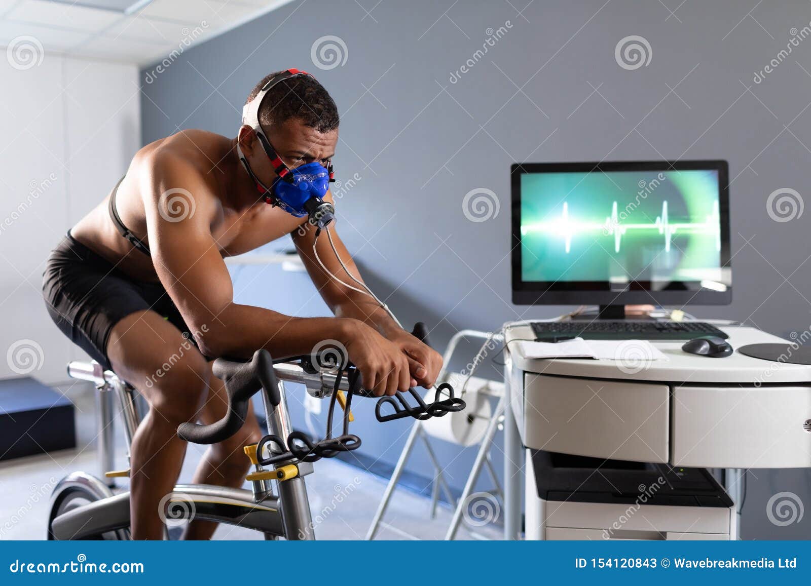 naked on exercise bike